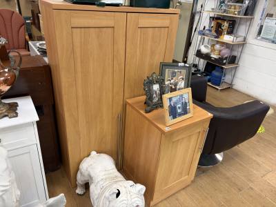 BEECH EFFECT BOOKCASE + CABINET