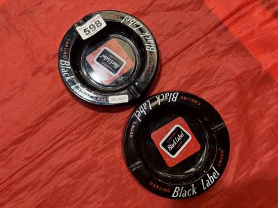 2 X BLACK LABEL ASHTRAYS
