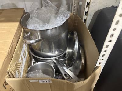 BOX OF POTS + PANS
