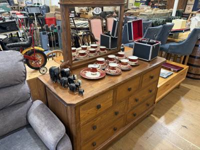 OAK MIRROR BACK DRESSER