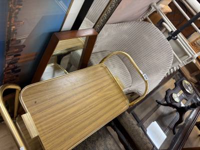 WICKER CHAIR + 2 TIER TROLLEY 