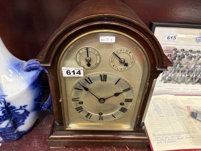 ANTIQUE JOSEPH BERINGER BELFAST BRASS FACED MANTLE CLOCK
