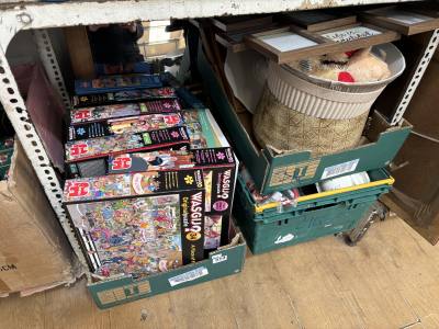 2 BOX LOTS MIRROR + PICTURE FRAME + BOX OF GAMES