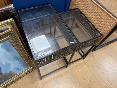 2 X GLASS SIDE TABLES + FOLDING TABLE