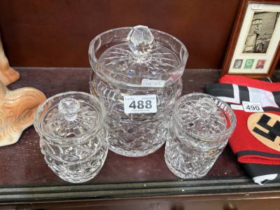 3 X WATERFORD CRYSTAL JARS