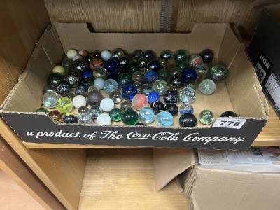 BOX OF LARGE MARBLES