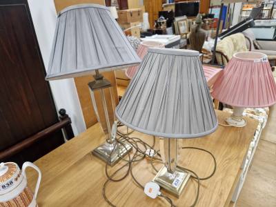 2 X GLASS TABLE LAMPS