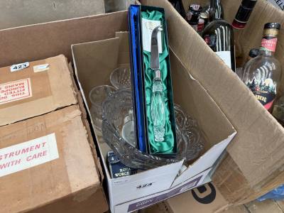 BOX OF CRYSTAL + CHINA