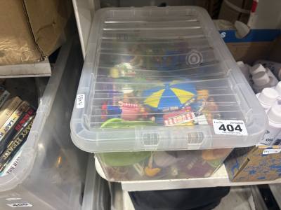 BOX OF LEGO + DOLLS HOUSE TOYS