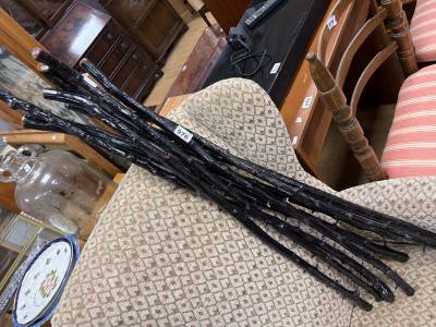 BLACKTHORN WALKING STICKS + VASE + CANDLE STICK 