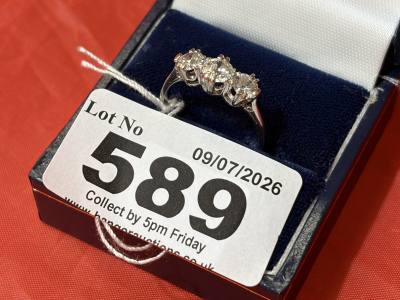 3 STONE PLATINUM + DIAMOND RING