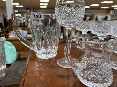 2 X WATERFORD JUGS + GLASS