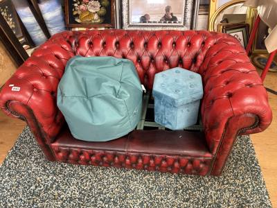 LEATHER CHESTERFIELD COUCH (NO CUSHIONS)