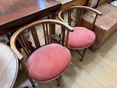 PAIR OF EDWARDIAN INLAY TUB CHAIRS