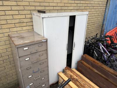 LARGE METAL CABINET WITH SLIDING DOORS 