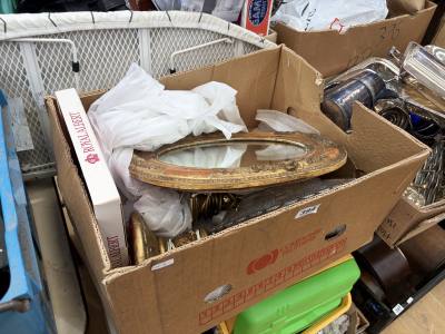 BOX LOT + GILT MIRROR