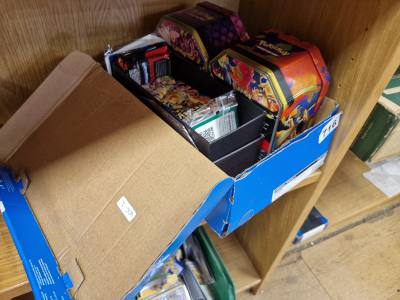 BOX OF POKEMON TUBS + CARDS