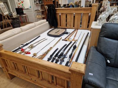 OAK DOUBLE BED + MATTRESS