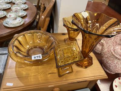 LOT OF VINTAGE AMBER GLASSWARE