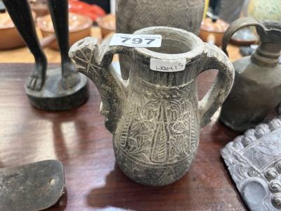 ANCIENT BASALT STONE VESSEL