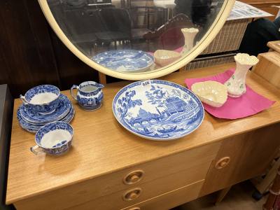 2 X PIECES OF BELLEEK (SMALL CHIP) + SPODE