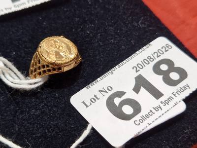 9CT GOLD COIN RING (SIZE J) (2.2 GRAMS)