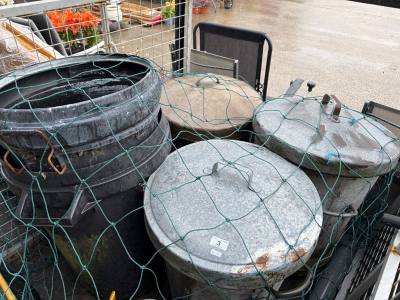 LOT OF GALVANISED + PLASTIC BINS