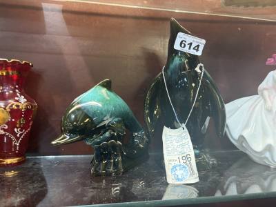 BLUE MOUNTAIN POTTERY DOLPHIN + PENGUIN