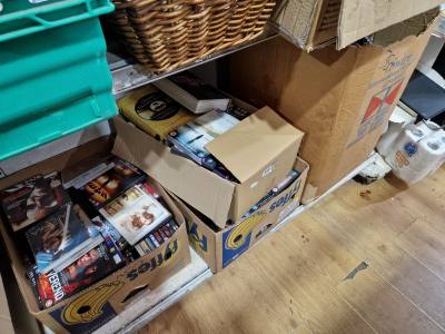 4 X BOXES OF DVD'S, CD'S + BOOKS