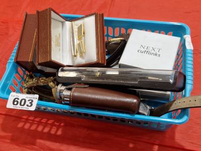BOX OF WATCHES ETC