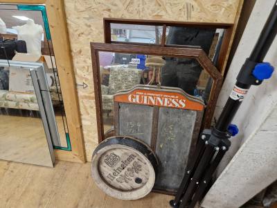 GUINNESS ADVERTISING BOARD + SIGN + 2 X MIRRORS