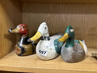 3 HAND PAINTED DUCKS