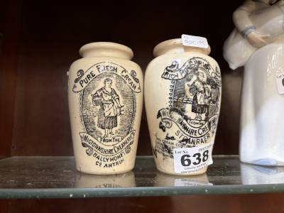 STONEWARE BALLYMONEY + STRANRAER CREAM JARS