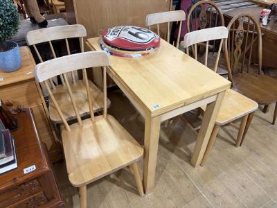 BEECH TABLE + 4 X CHAIRS