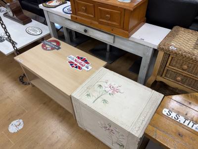 PAINTED HALL TABLE + STORAGE BOX
