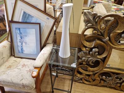 BELLEEK LAMP + LAMP TABLE