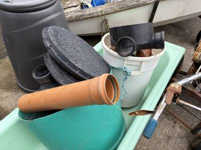 2 X BINS OF PIPE ETC.