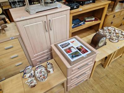 BEECH EFFECT TALL BOY + DRAWER CHEST