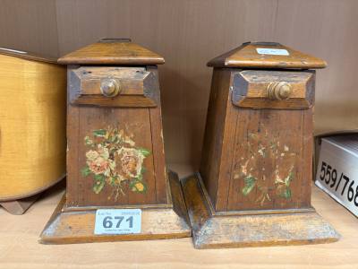 2 X HAND PAINTED MONEY BOXES