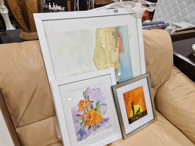 PRINT + 3 PAINTINGS