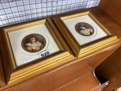 PAIR OF FRAMED PORTRAIT POSTCARDS