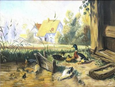 LORRAINE KIDD OIL ON CANVAS "DUCK POND" (45 X 60)