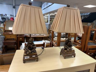 PAIR OF MONKEY LAMPS