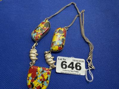 SILVER MOSAIC JASPER NECKLACE