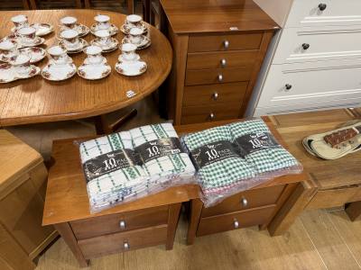 PAIR OF BEDSIDES + DRAWER TOWER