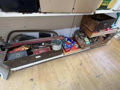 SHELF LOT OF TOOLS