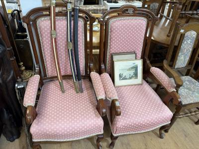 PAIR OF EDWARDIAN FIRESIDE CHAIRS