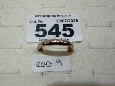 9CT WEDDING BAND (SIZE Q) (4.6 GRAMS)