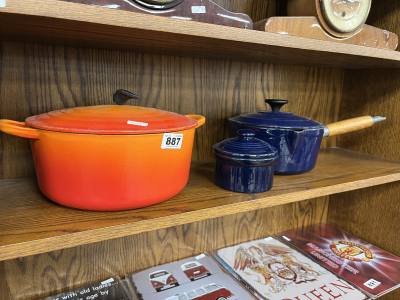 LE CREUSET POT + 2 X FRENCH POTS