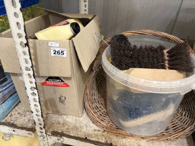 BOX + BUCKET OF BRUSHES